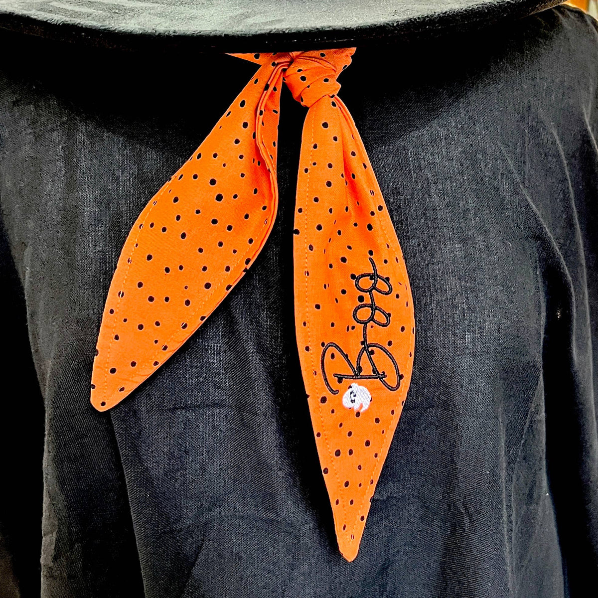 Boo Halloween Embroidered Ascot Scarf