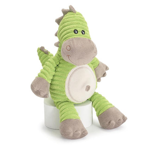 PLUSH GREEN DINOSAUR WITH BELLY BUTTON