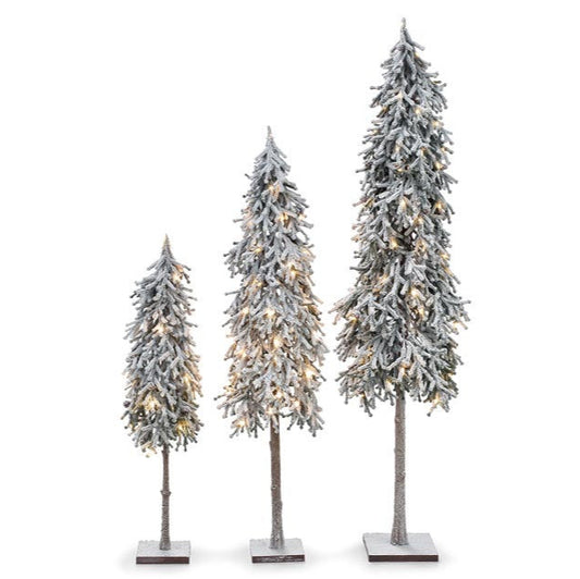 TREE FLOCKED PINE WITH LIGHTS