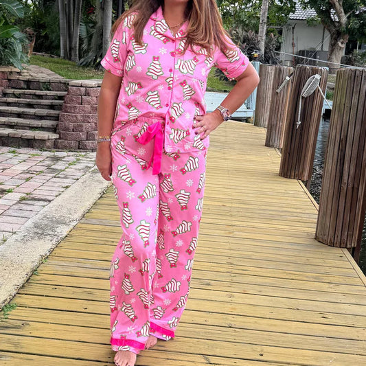 Bow Christmas Treat Ruffle Pajama Set