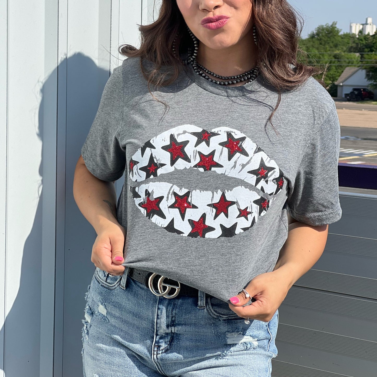 Star Lips Tee - Customizable Glitter