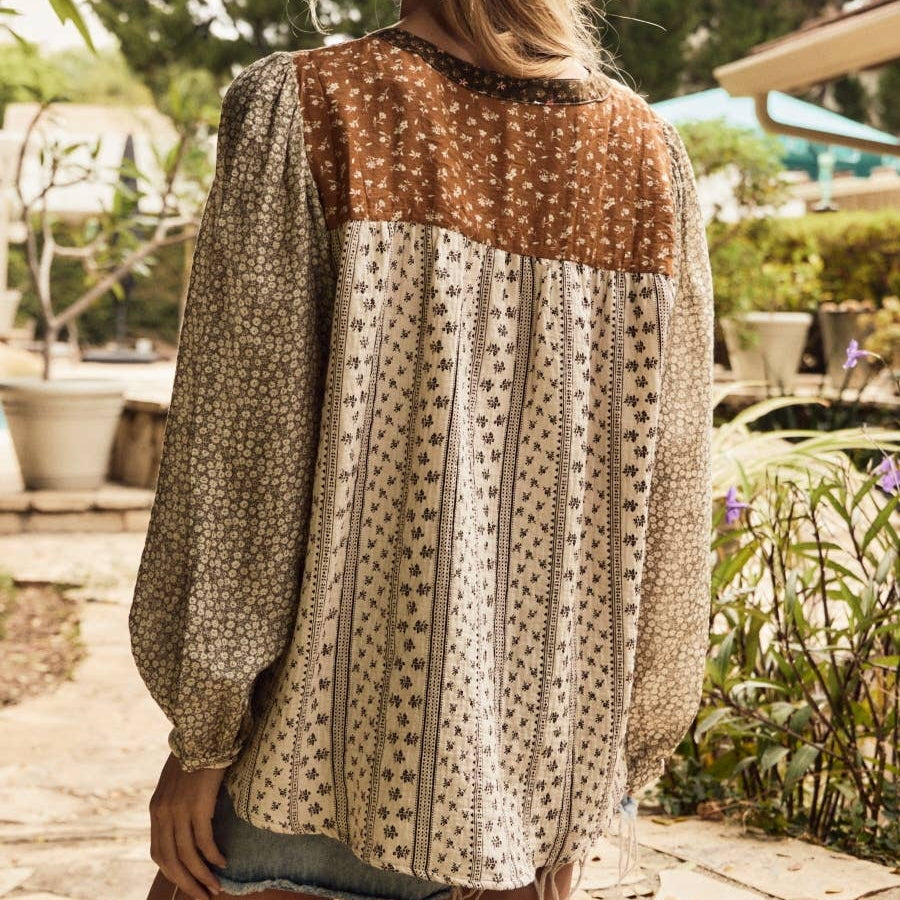 Mixed Floral Print Blouse