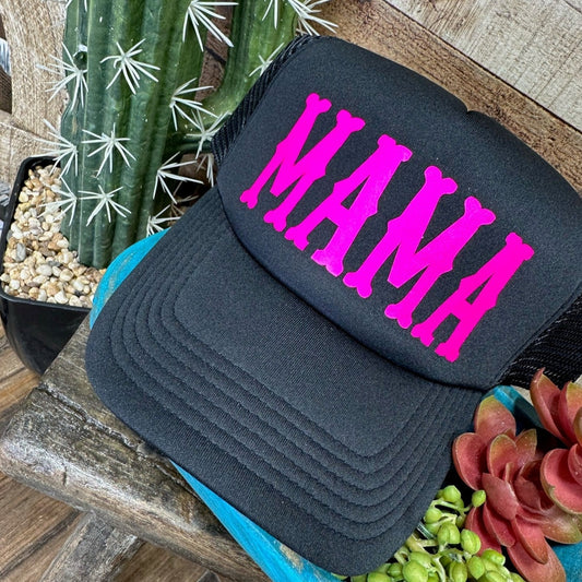 Mama Trucker Cap with Pink Vinyl or Glitter