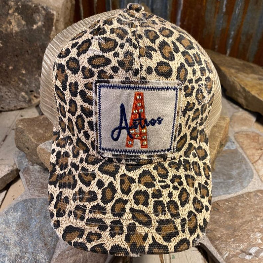 A Astros Bling Embroidered Leopard Cap