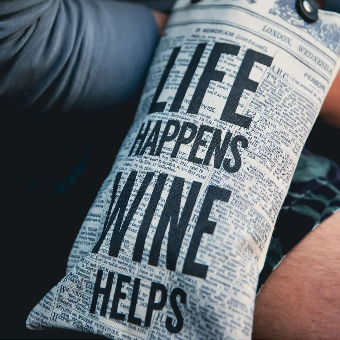 Life Happens Wine Helps Canvas Wine Tote