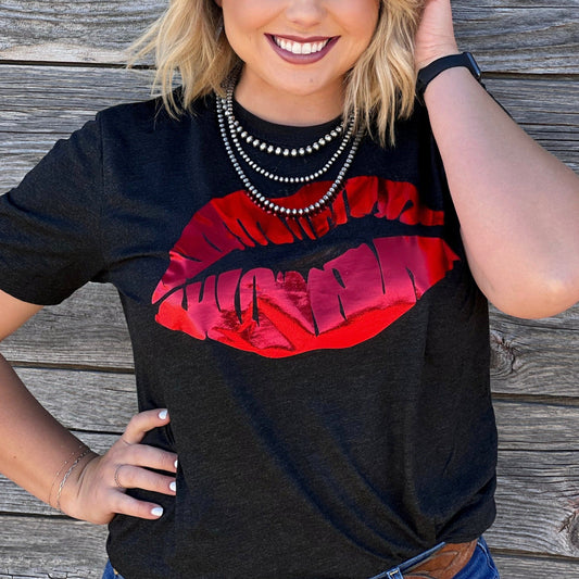 Red Foil Lips Tee