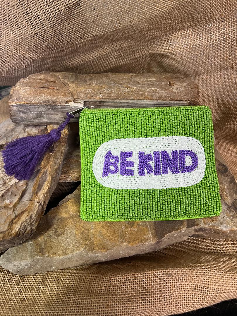 BE KIND Beaded Coin Purse