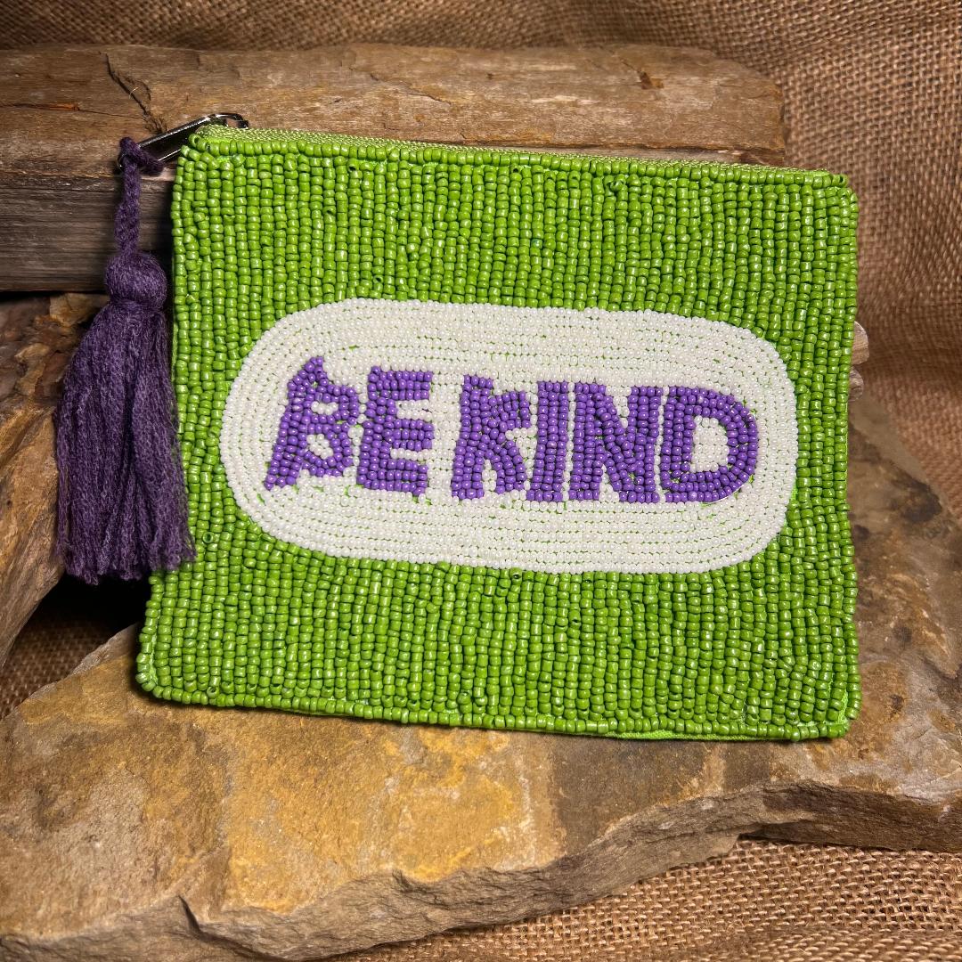 BE KIND Beaded Coin Purse