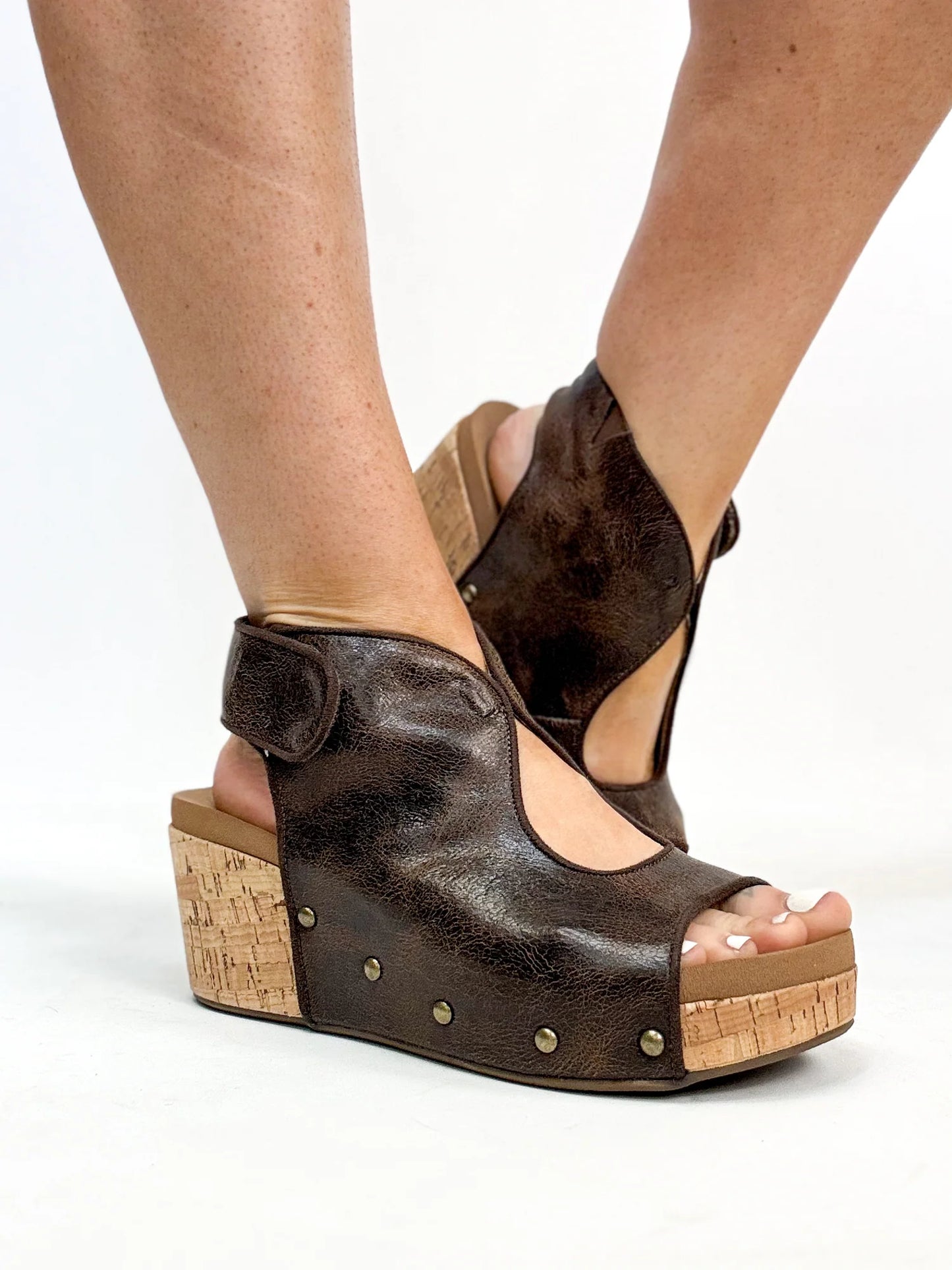 Frisky Espresso Crinkle Wedge Sandal
