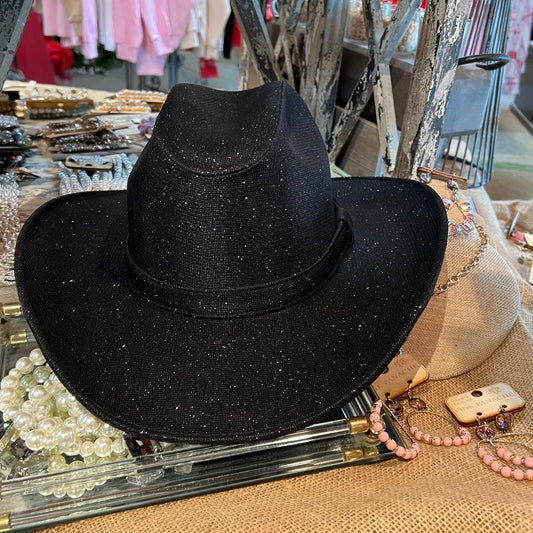 Western Black Glitter Hat