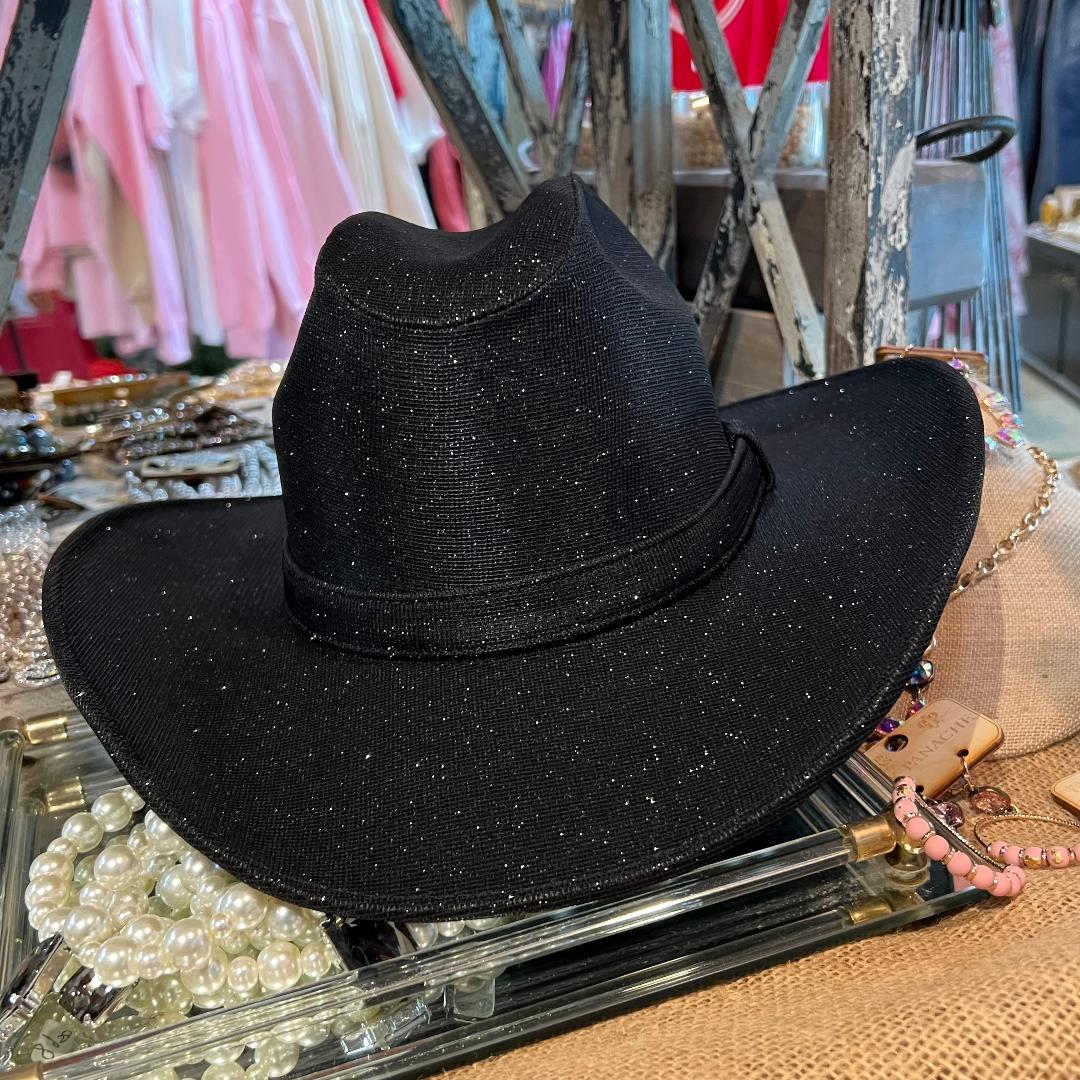 Western Black Glitter Hat