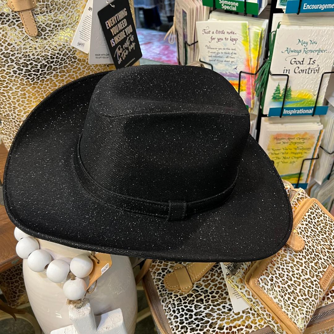 Western Black Glitter Hat