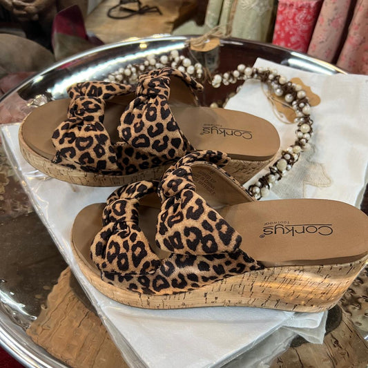 Bowed Up Leopard Wedge/Sandal