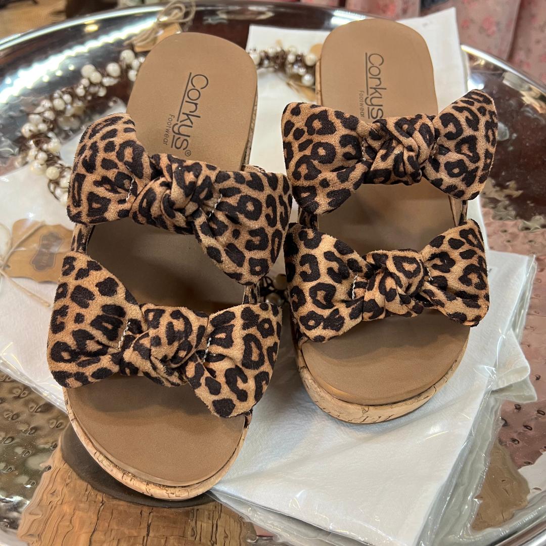 Bowed Up Leopard Wedge/Sandal