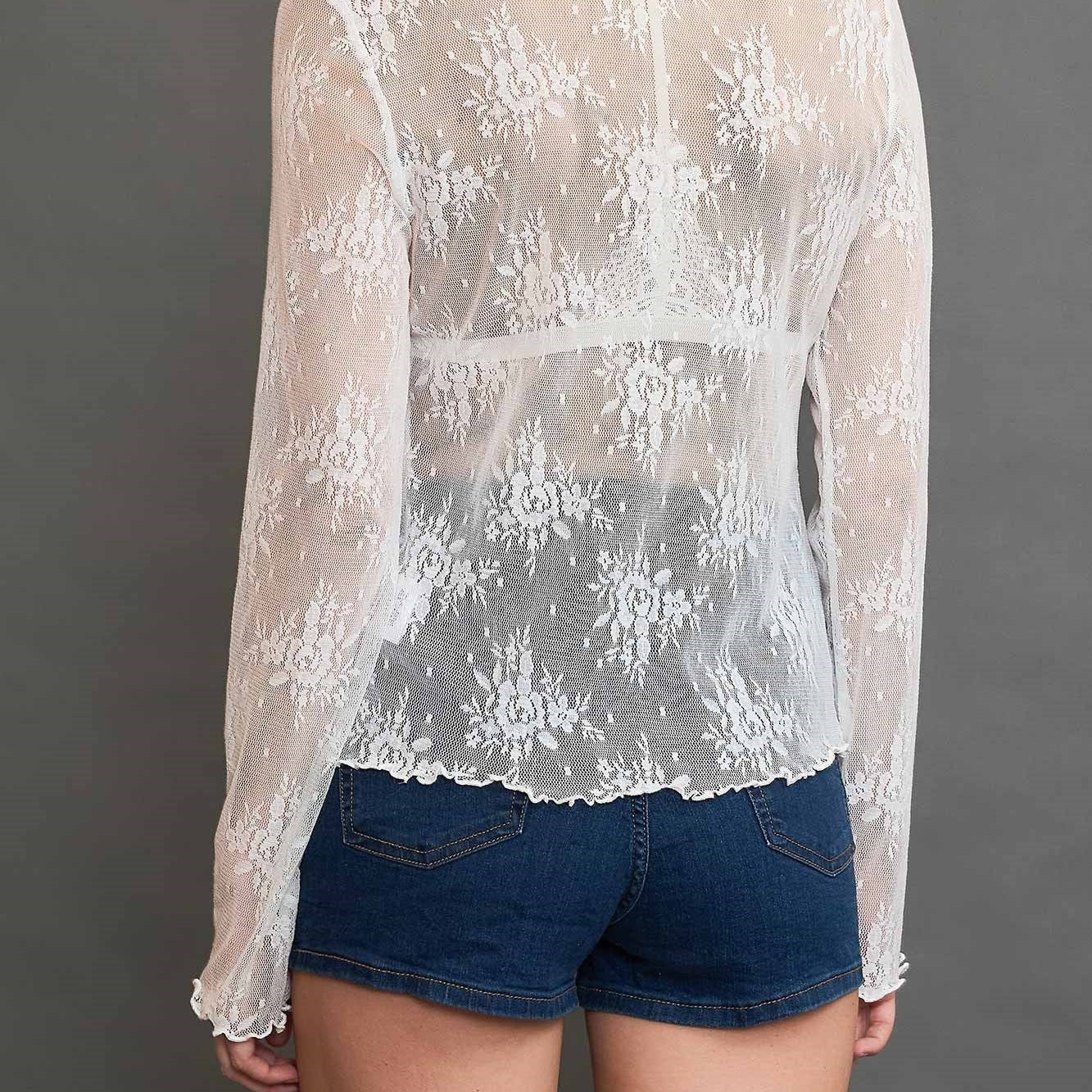 White Floral Lace Top