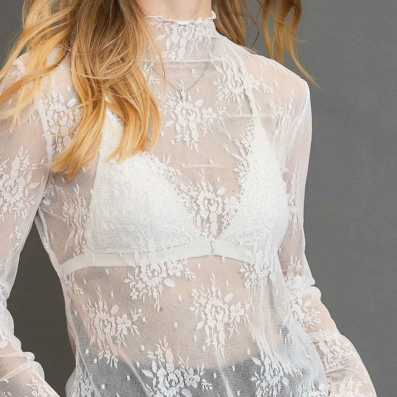 White Floral Lace Top