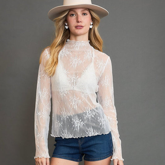 White Floral Lace Top