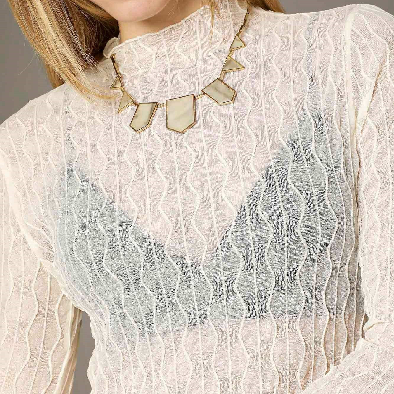 Sheer Textured Cream Top