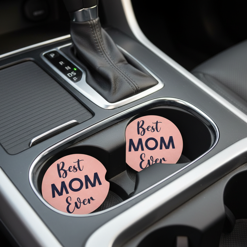 "Best Mom" Round Car Coaster