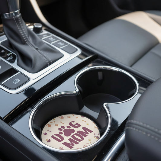 "Dog Mom" Round Car Coaster
