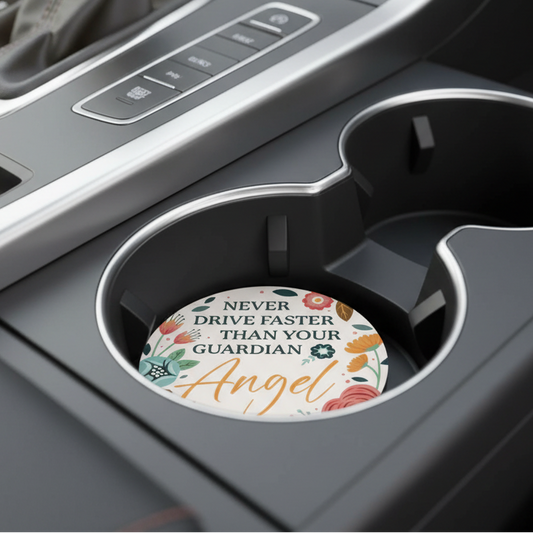 "Angel Can Fly" Round Car Coaster