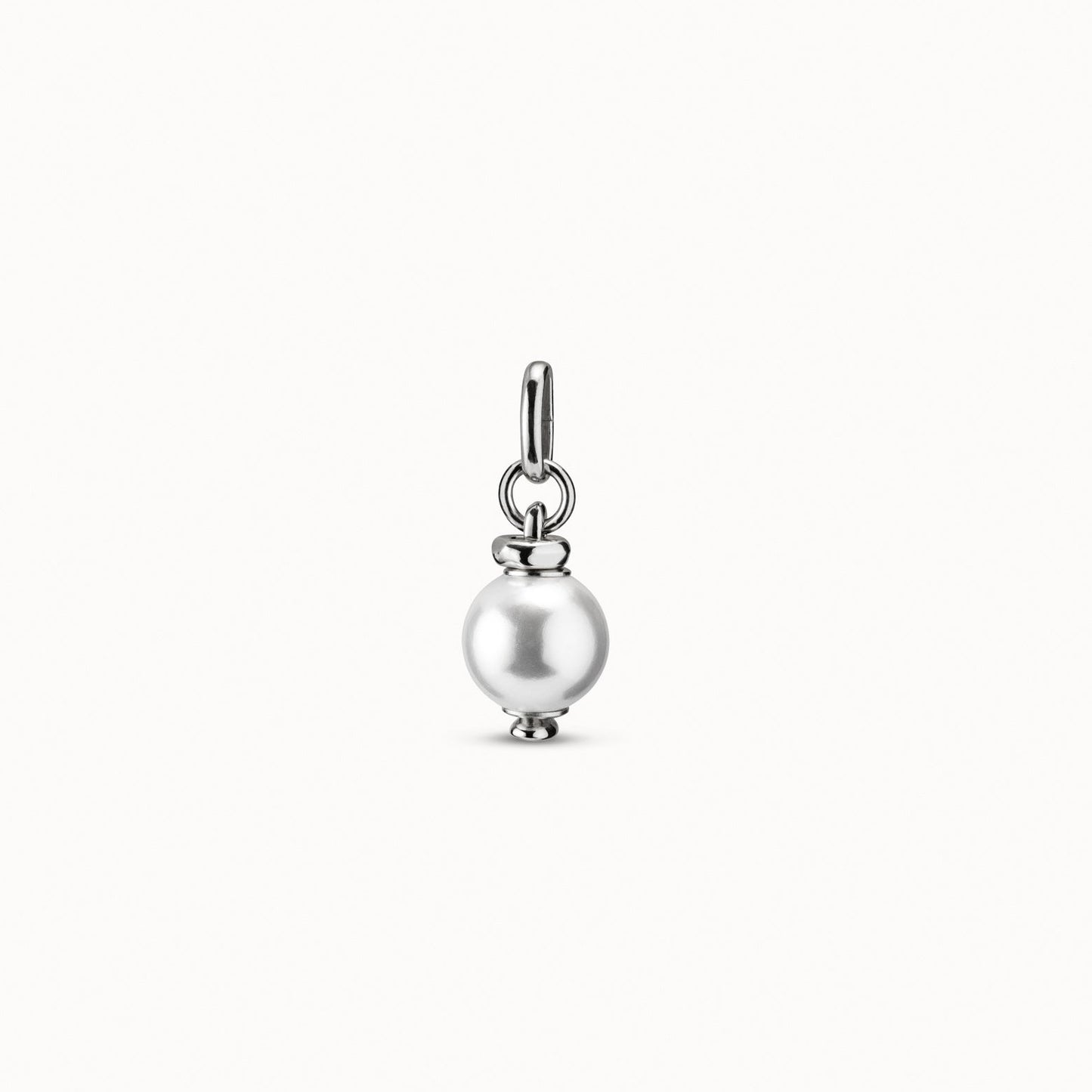 Sterling Silver-Plated Charm with White Pearl