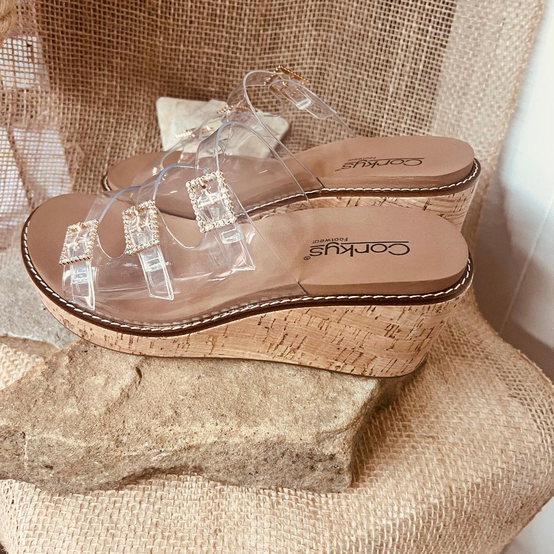 Corkys Clear Don't Mind Me Wedges