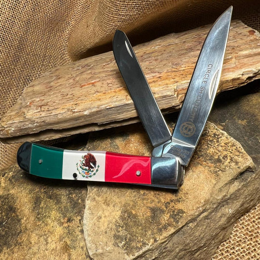 Mexican Flag Design Handle Trapper Knife