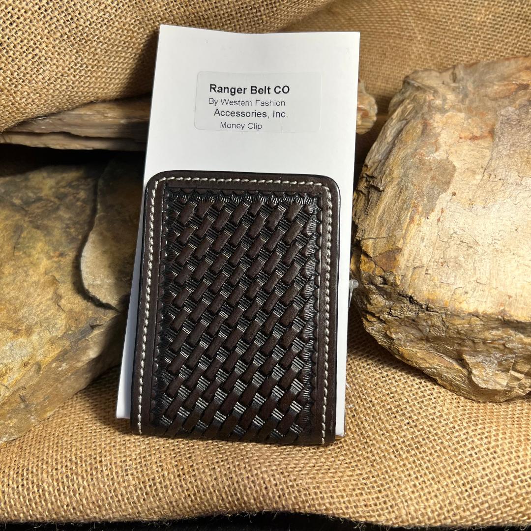 Brown Basket Weave Money Clip