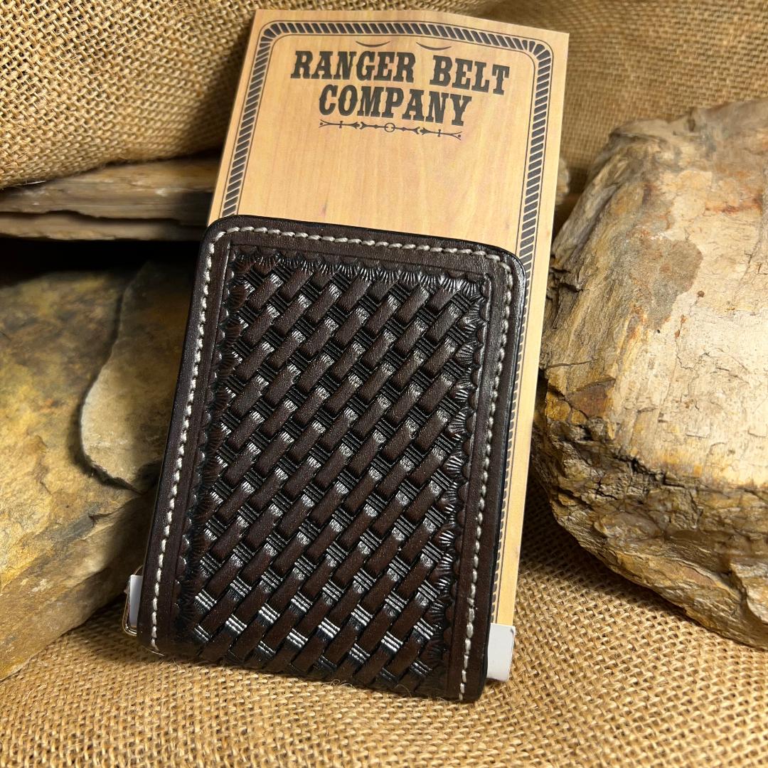 Brown Basket Weave Money Clip