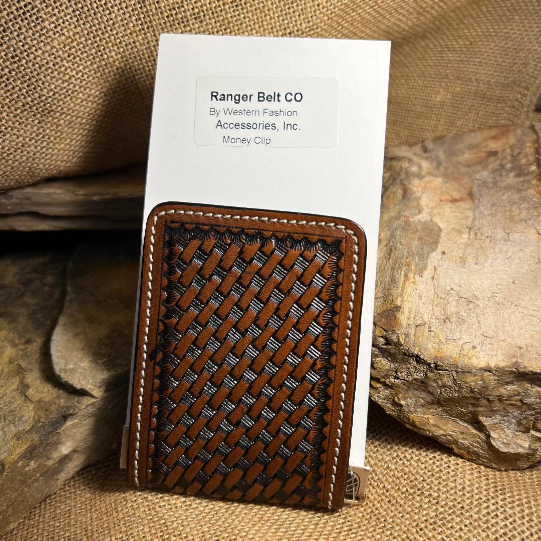 Tan Basket Weave Money Clip