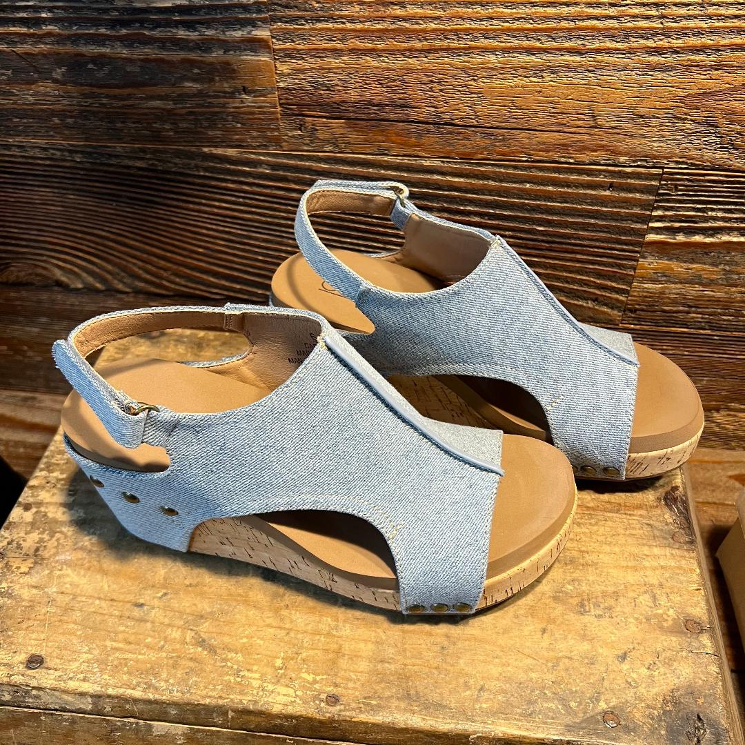 Carley Blue Denim Wedge/Sandal