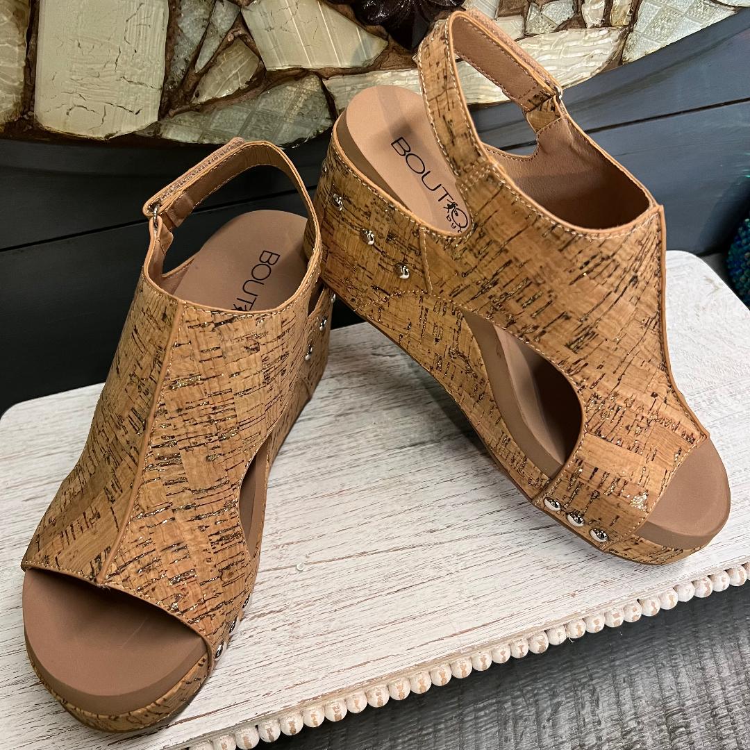 Carley Glitter Cork Wedge/Sandal