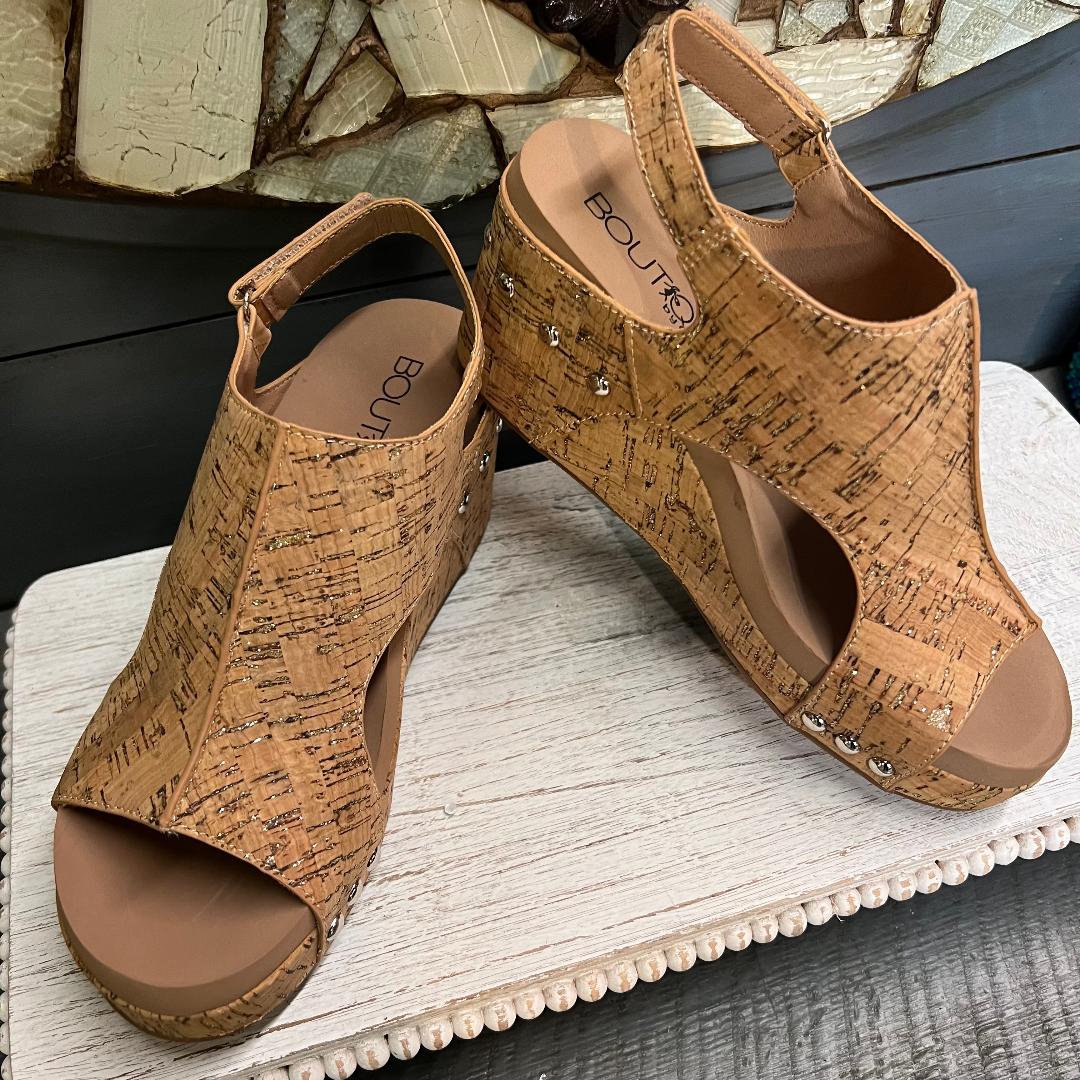 Carley Glitter Cork Wedge/Sandal