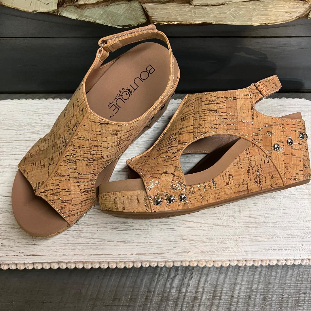 Carley Glitter Cork Wedge/Sandal