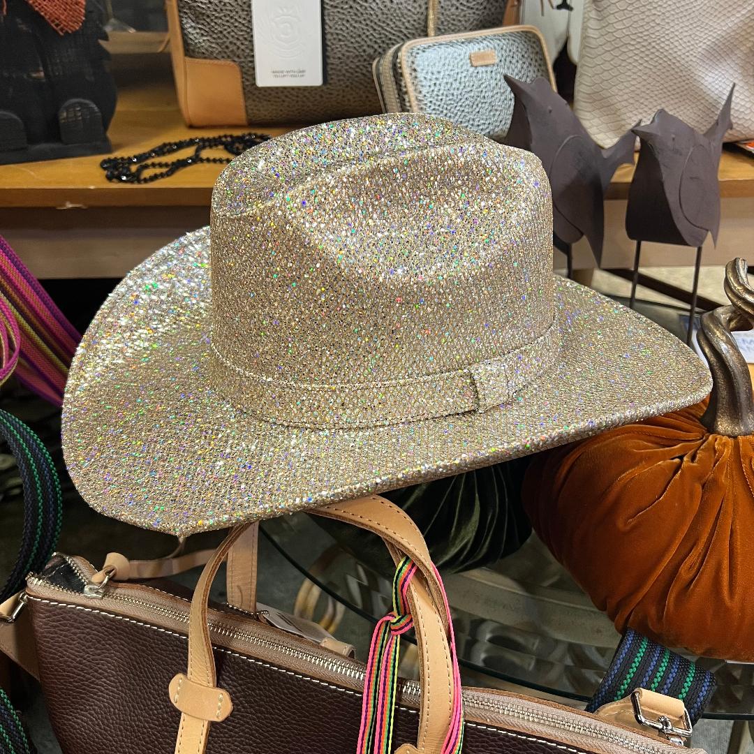 Western Silver / Champagne Glitter Hat