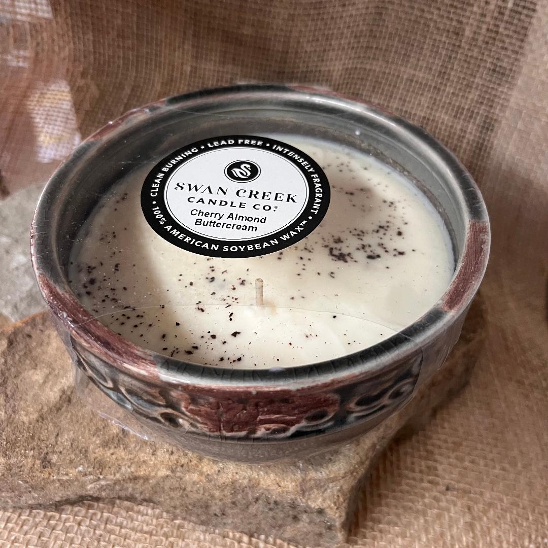 Vintage Round Cherry Almond Buttercream Candle Filled Bowl