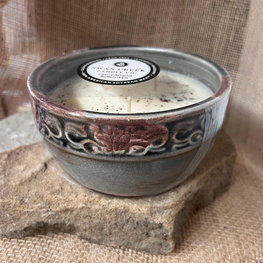 Vintage Round Cherry Almond Buttercream Candle Filled Bowl