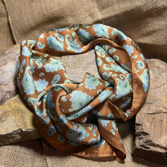 Copper Rust and Multi Blue Paisley Wild Rag