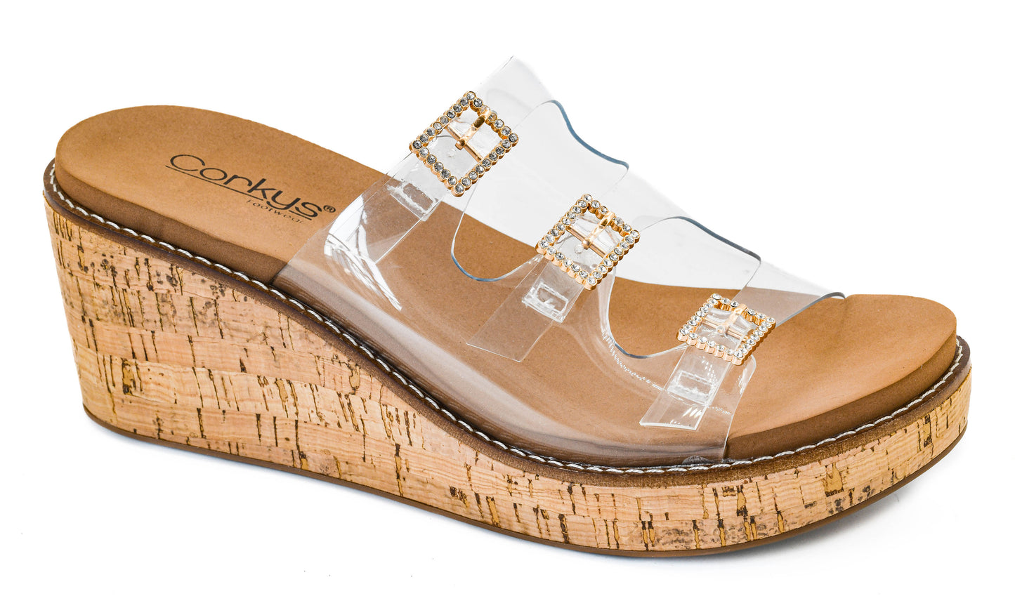 Corkys Clear Don't Mind Me Wedges