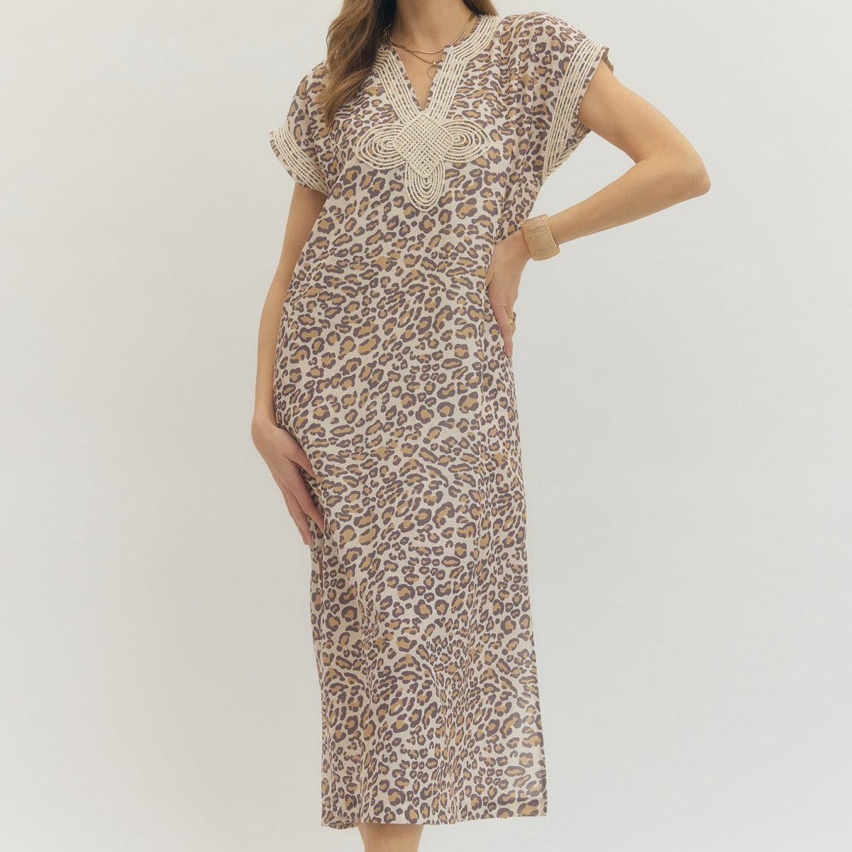 Leopard Print Short Sleeve Dress