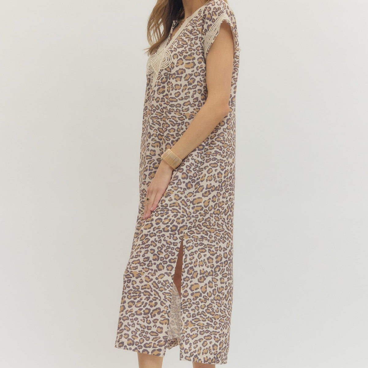 Leopard Print Short Sleeve Dress