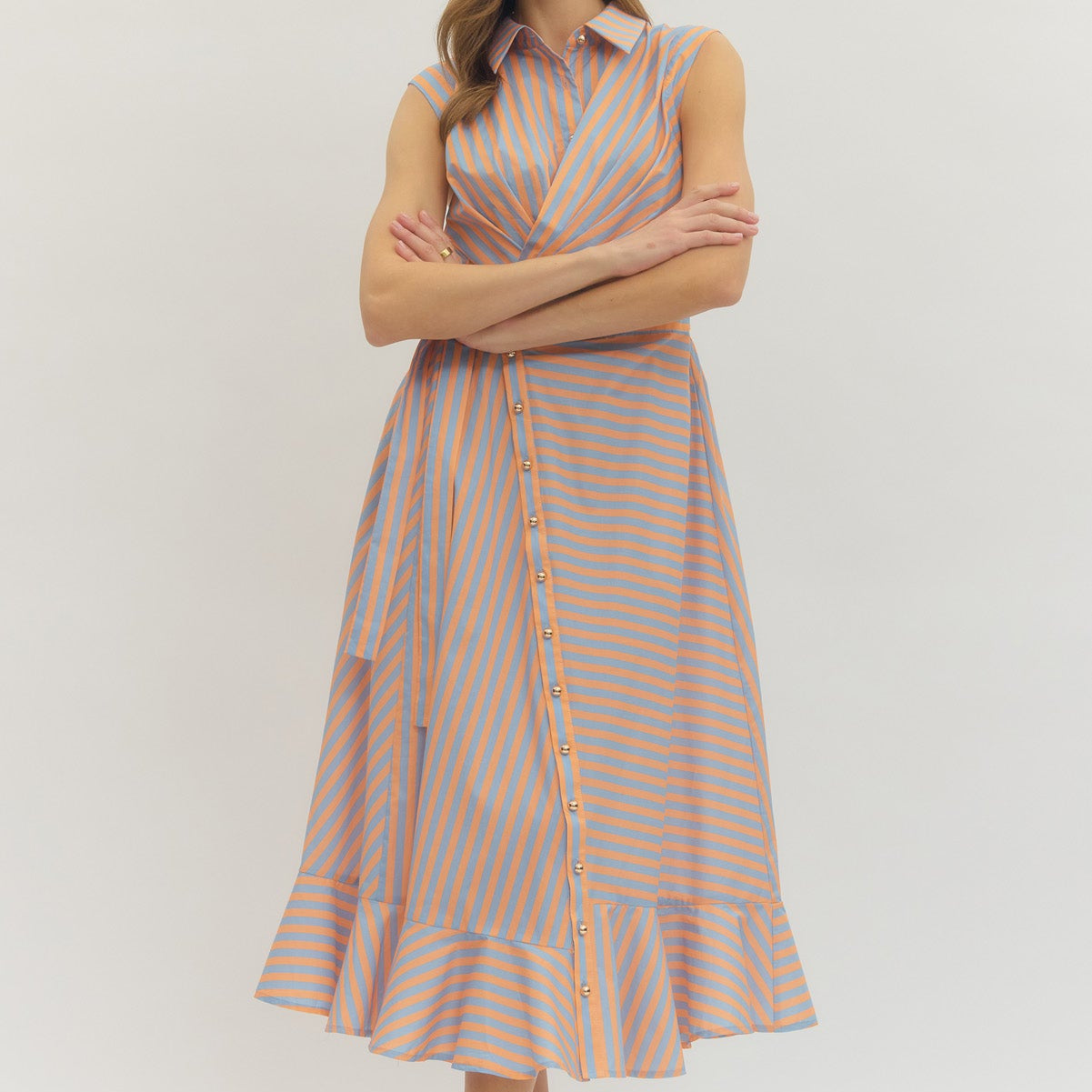 Entro Orange Striped Dress