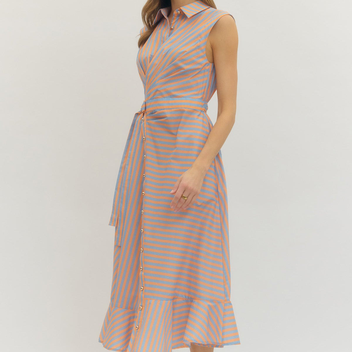 Entro Orange Striped Dress