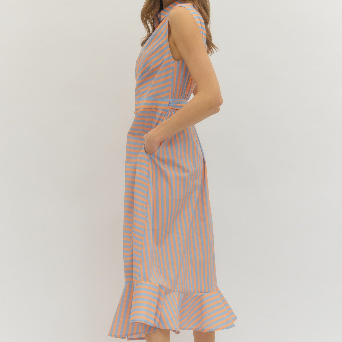 Entro Orange Striped Dress