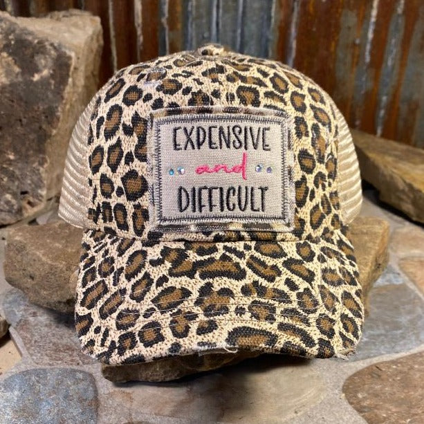 Embroidered Expensive and Difficult Leopard Cap