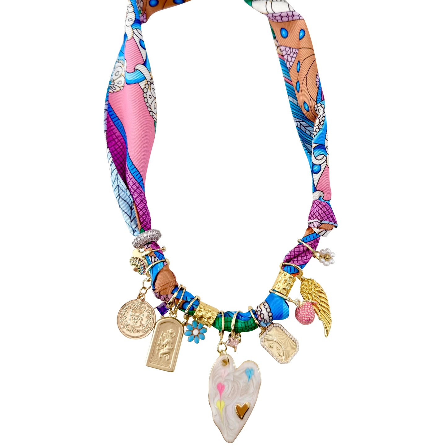 Fallon Multi Charm Scarf Necklace