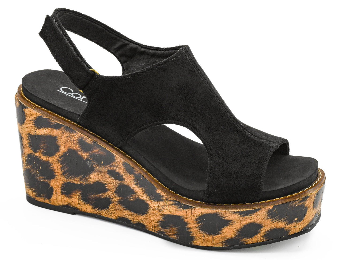 Freddie Black & Leopard Wedge Sandal