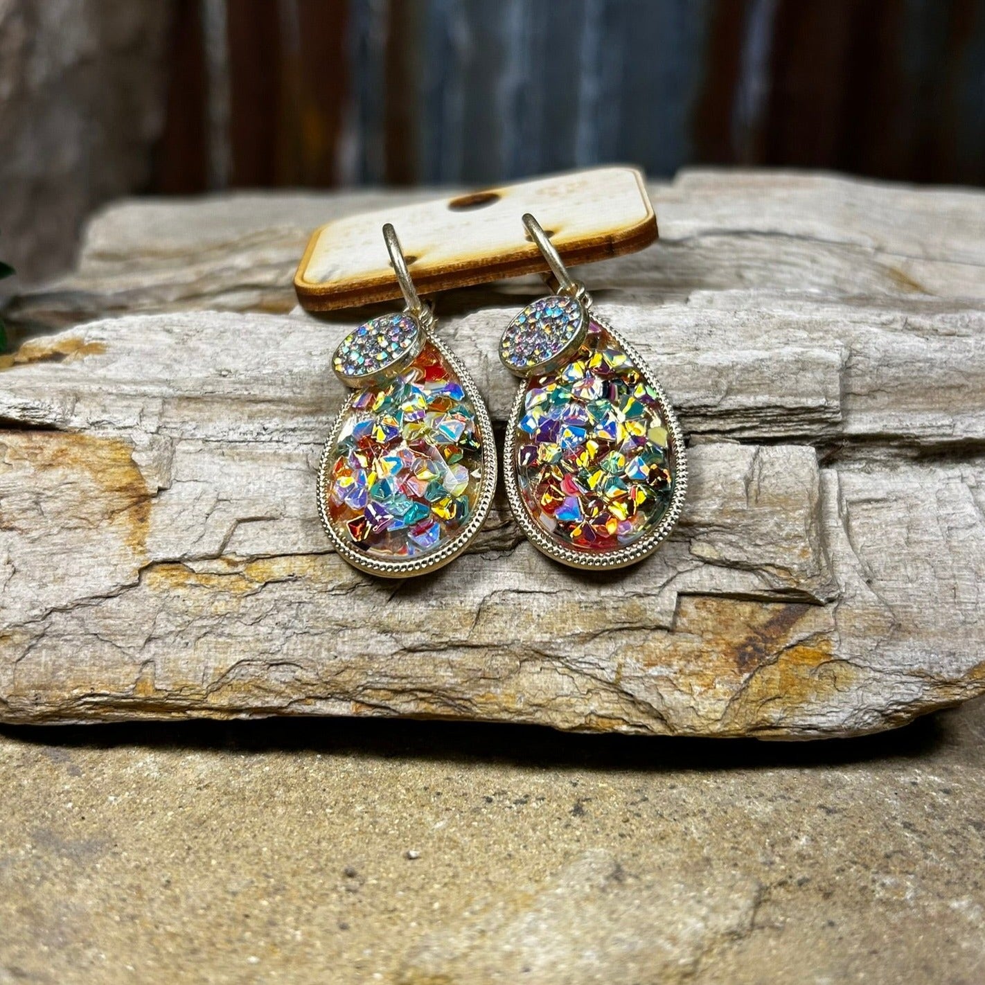 Confetti Tear Drop Earrings