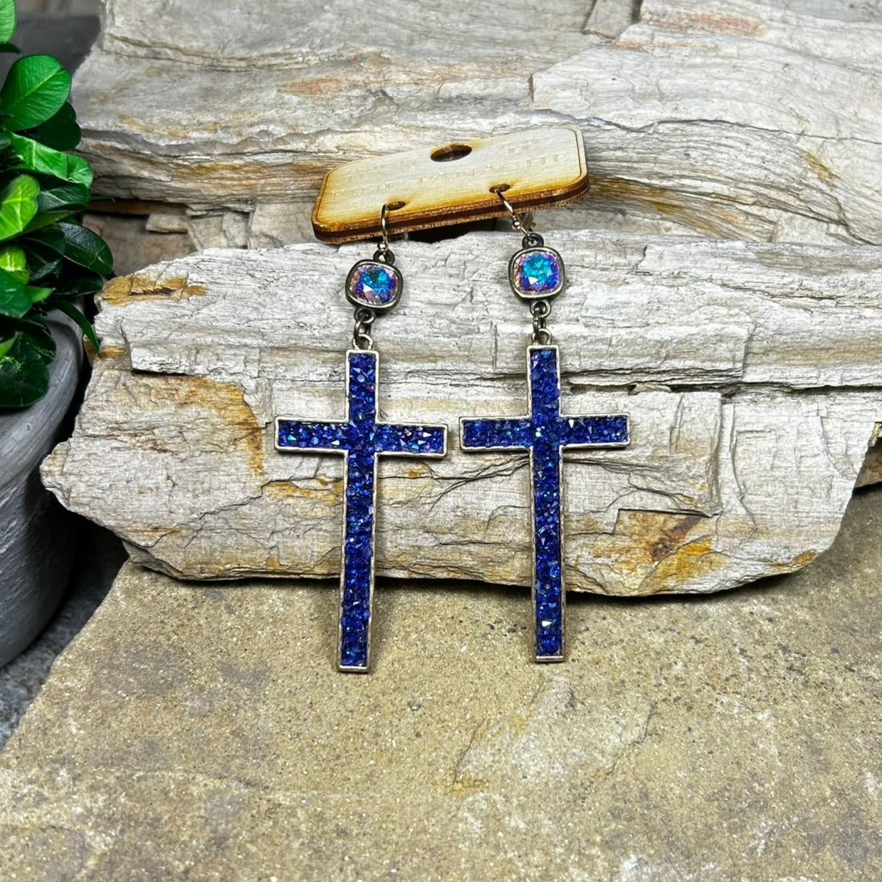 Blue Cross Earrings